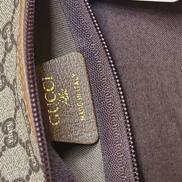 GUCCI PLUS VINTAGE 70'S ZIPPER TOP TOTE/COATED CANVAS/WEB SHERRY/EXCELLENT COND - Picture 9 of 17